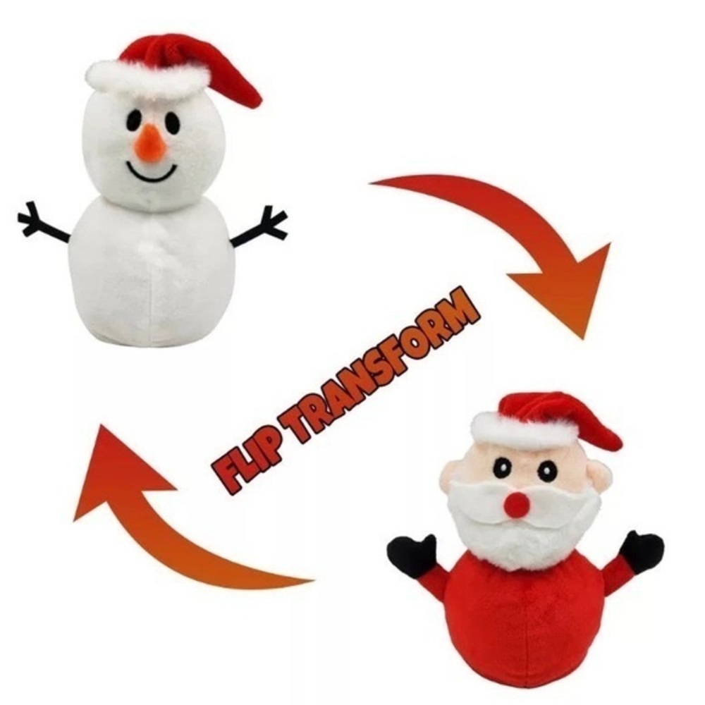 Reversible Santa Clause Snowman Plush
